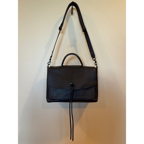 Rebecca Minkoff Black Leather Satchel Crossbody Bag Designer Handbag